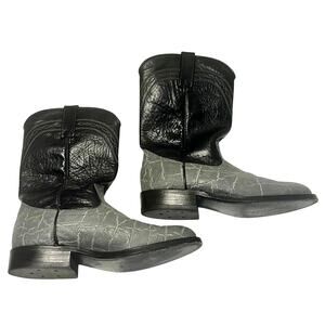 Exotic Dan Post Genuine Elephant Cowboy Boots Men's sz. 7 1/2D Grey and Black